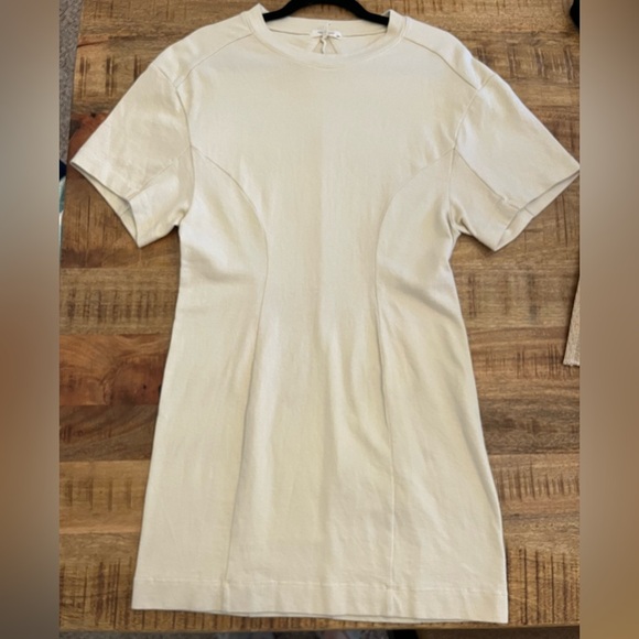 Rag & Bone | Lilith Mini T-shirt Dress Beige Medium Organic Cotton Minimalist - Picture 3 of 10